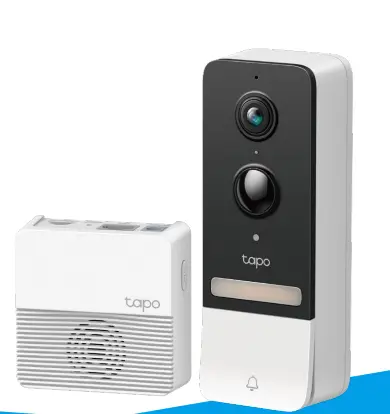 Timbre con cámara Wi-Fi TP-Link Tapo D230S1 IP64 2K 5MP visión nocturna a color batería recargable audio 2-vías incluye hub H200