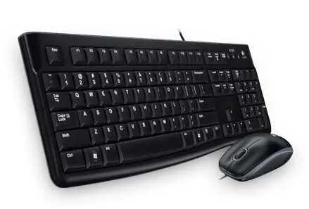 KIT TECLADO Y MOUSE LOGITECH ALAMBRICO USB MK120 NEGRO