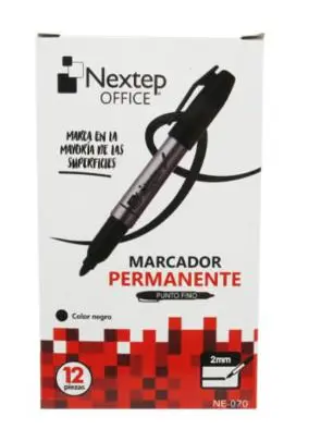 Marcador Permanente Nextep Punto Fino 2mm Negro c/12 Pzas