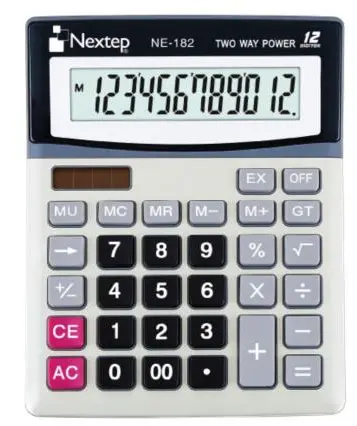 Calculadora Nextep 12 Dígitos Escritorio Bateria/Solar