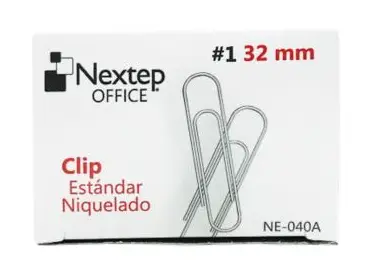 Clip Estándar Nextep Niquelado #1 32mm C/10 100 Clips c/u