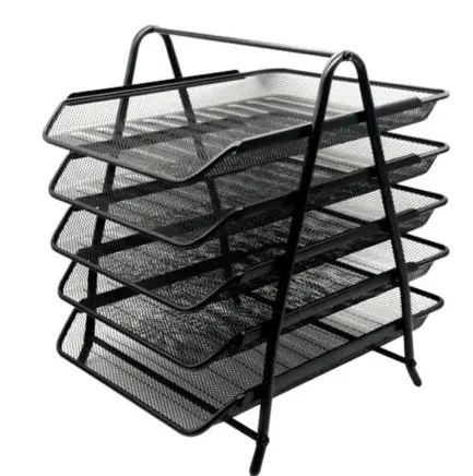 Charola Organizadora Nextep Malla Metalica de 5 Niveles Negro Tipo Oficio