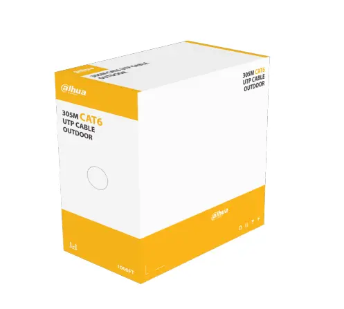 Bobina Dahua DH-PFM920-6U de cable UTP para exterior Cat6e 305 m 100% cobre cumple con estandares ANSI/TIA 568-C.2 negro 