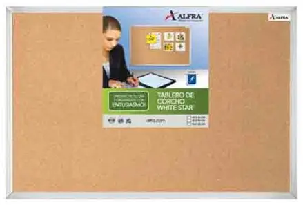 TABLERO ALFRA CORCHO WHITE STAR 90X120 CMS