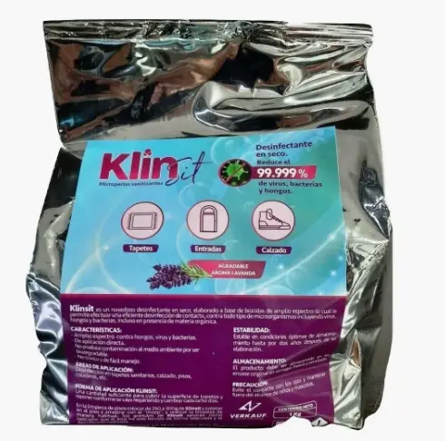 Micro esferas Desinfectantes Verkauf Klinsit, Bolsa con 1 Kg, para Tapetes de Desinfección. Color Verde