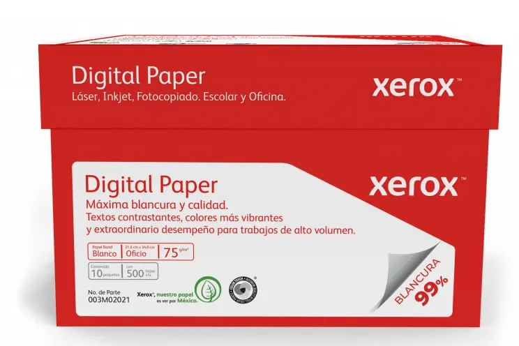 Papel Copiadora Xerox Bond Digital Oficio 75gr 99% Blancura  C/5000 Hojas
