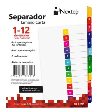 Separador Nextep Economico 12 Divisiones con Numero