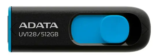 Memoria ADATA 512GB USB 3.2 UV128 negro con azul AUV128-512G-RBE
