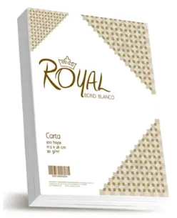 PAPEL COPIADORA BOND ROYAL CARTA 90GRS 21.5X28 BLANCURA 94% CAJA CON 5000 HOJAS