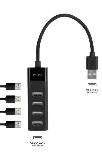 [2031] HUB USB ACTECK USB 4 EN 1 PORT X2 HD420 4USB A 2.0