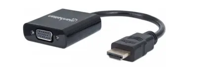 [151436] Adaptador Manhattan negro HDMI a VGA HDMI Macho a VGA Hembra