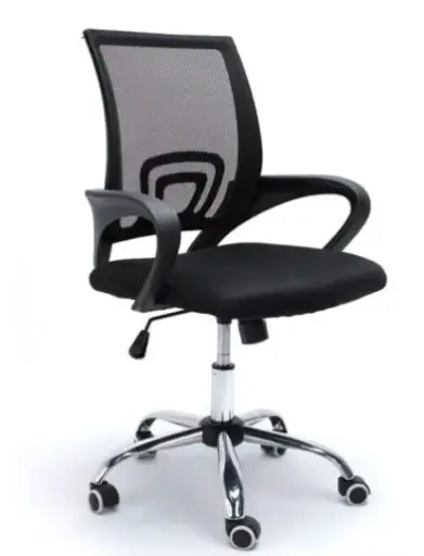 [916] SILLA OPERATIVA E102 MESH Y TELA COLOR NEGRO BASE CROMADA