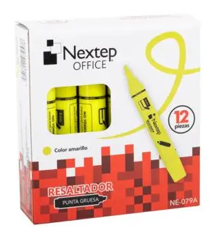 [NE-079A] Marcador Nextep Resaltador Color Amarillo C/12 Pzas