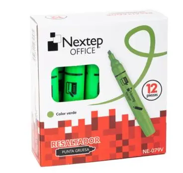 [NE-079V] Marcador Nextep Resaltador Color Verde C/12 Pzas   