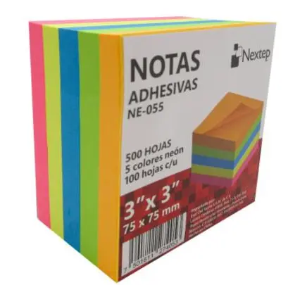 [NE-055] Notas Adhesivas Nextep 3x3 Neón 5 Bloques 500 Hojas