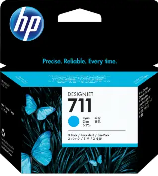 [CZ134A ORI] TINTA HP LF 711 CZ134A CYAN DESIGNJET T120/T520 29-ML (3-PACK)