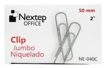 [NE-040C] Clip Nextep Jumbo Niquelado 50mm 100 Clips