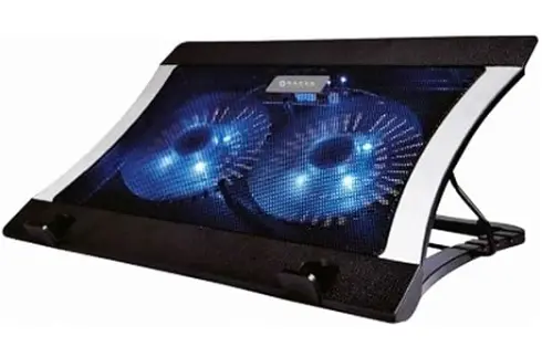 [NA636] Base Enfriadora para Laptop NA-636-2 Ventiladores 140 mm 1200 RPM, 5 Posiciones Ajustables, Malla de Acero, USB con Puerto Extra - hasta 17" - Negro
