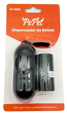 [PP-001D] Dispensador de Bolsas para Desechos Pepet 2 Rollos 30 Bolsas